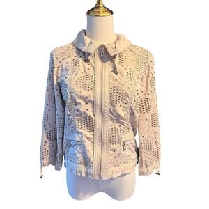White House Black Market Women's Eyelet Ivory Jacket.  Size 2